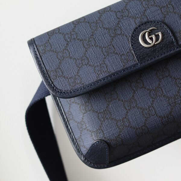 1:1 Replica GUCCI OPHIDIA GG SMALL BELT BAG P Blue and black GG Supreme canvas Exclusive For Women 752597 2ZGMN 8441