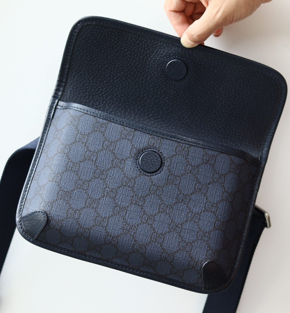 1:1 Replica GUCCI OPHIDIA GG SMALL BELT BAG P Blue and black GG Supreme canvas Exclusive For Women 752597 2ZGMN 8441