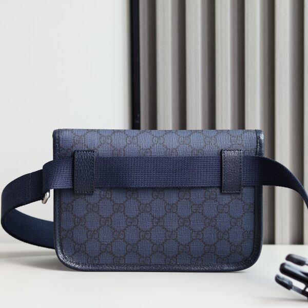 1:1 Replica GUCCI OPHIDIA GG SMALL BELT BAG P Blue and black GG Supreme canvas Exclusive For Women 752597 2ZGMN 8441