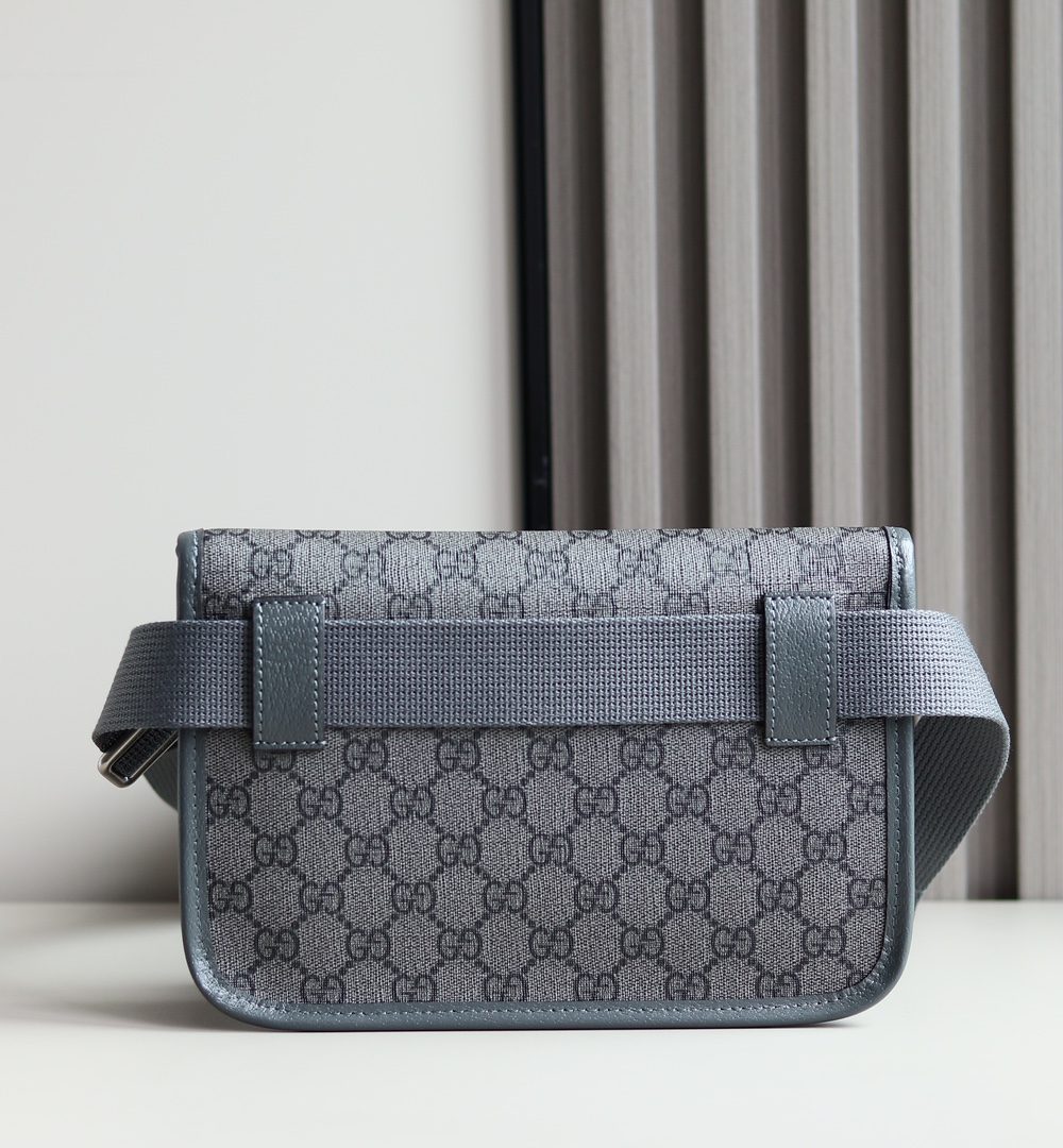 1:1 Replica GUCCI OPHIDIA GG SMALL BELT BAG P Grey and black GG Supreme canvas Exclusive For Women 752597 2ZGMN 8576