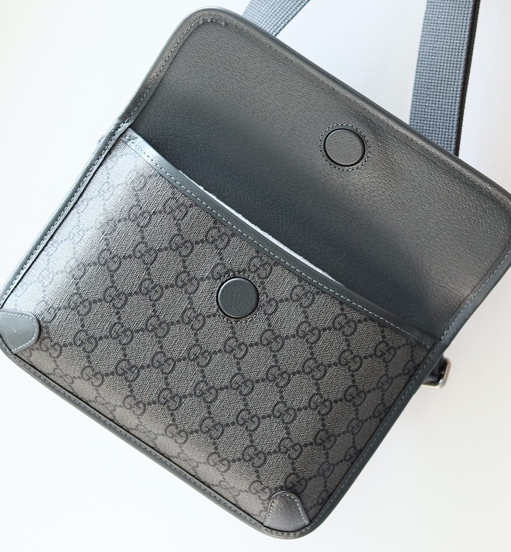 1:1 Replica GUCCI OPHIDIA GG SMALL BELT BAG P Grey and black GG Supreme canvas Exclusive For Women 752597 2ZGMN 8576