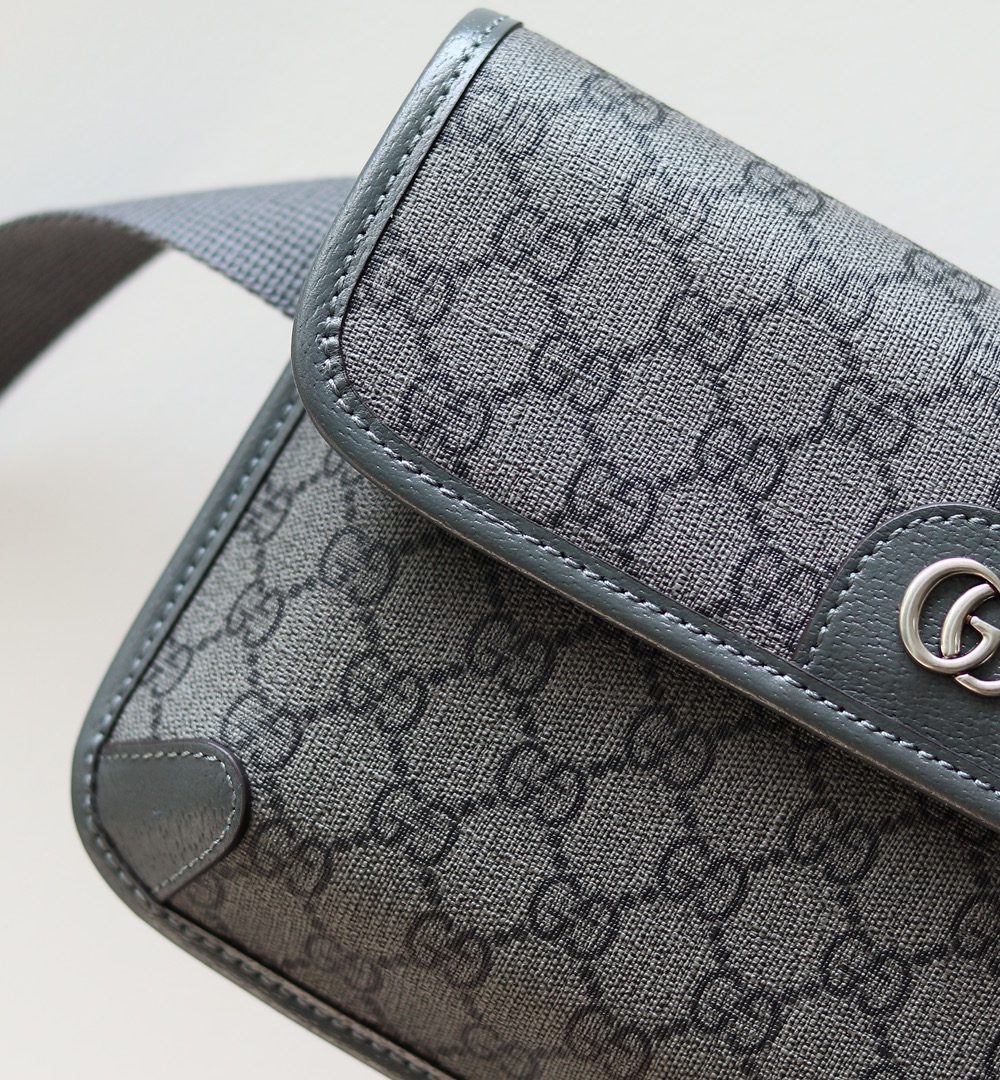 1:1 Replica GUCCI OPHIDIA GG SMALL BELT BAG P Grey and black GG Supreme canvas Exclusive For Women 752597 2ZGMN 8576