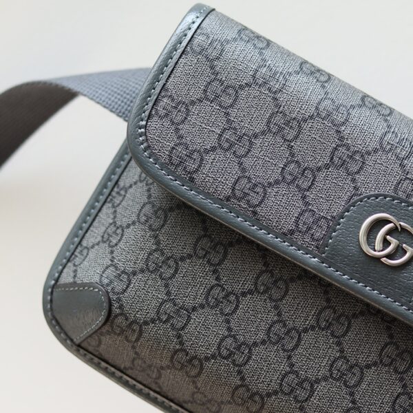 1:1 Replica GUCCI OPHIDIA GG SMALL BELT BAG P Grey and black GG Supreme canvas Exclusive For Women 752597 2ZGMN 8576