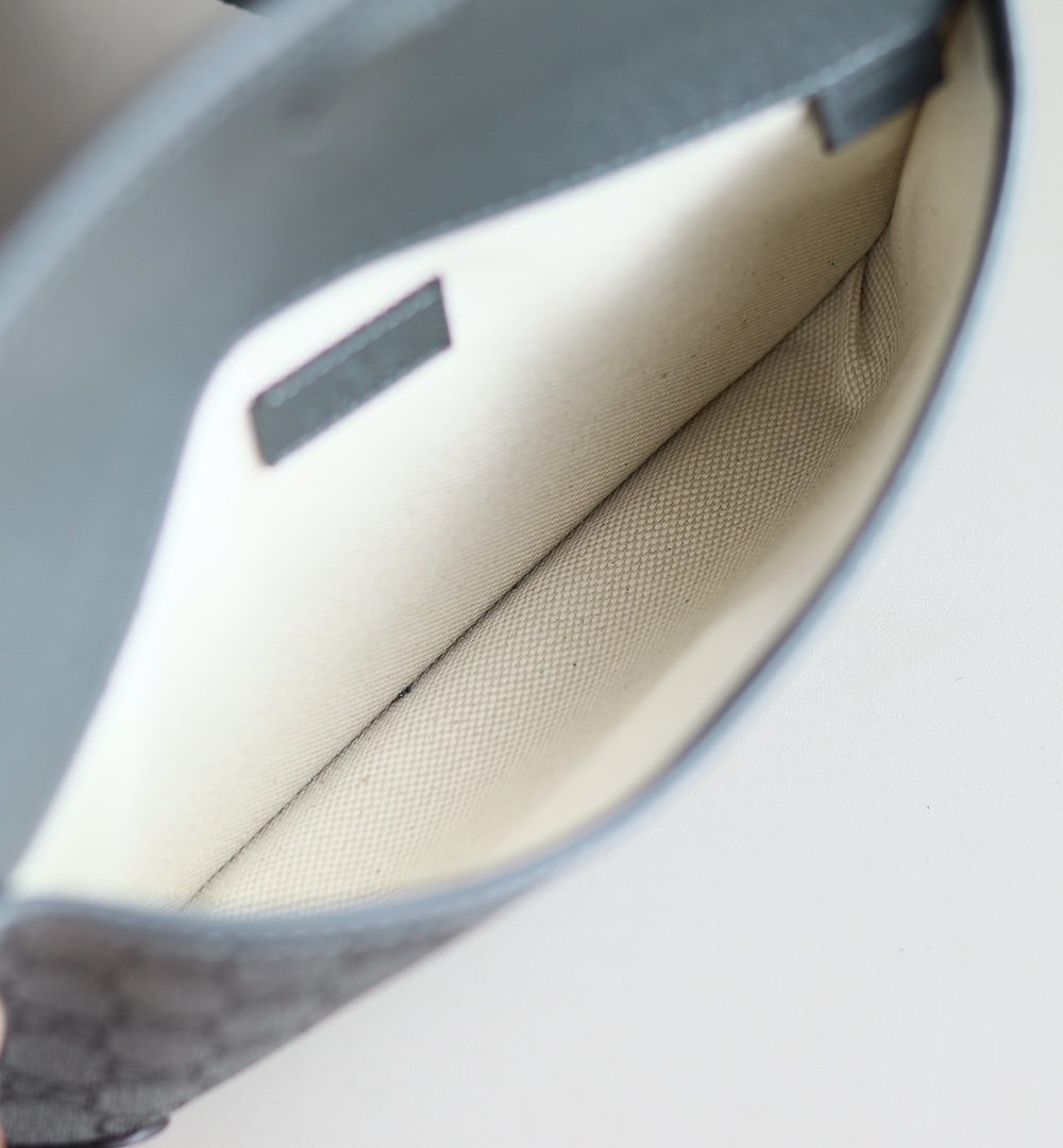 1:1 Replica GUCCI OPHIDIA GG SMALL BELT BAG P Grey and black GG Supreme canvas Exclusive For Women 752597 2ZGMN 8576