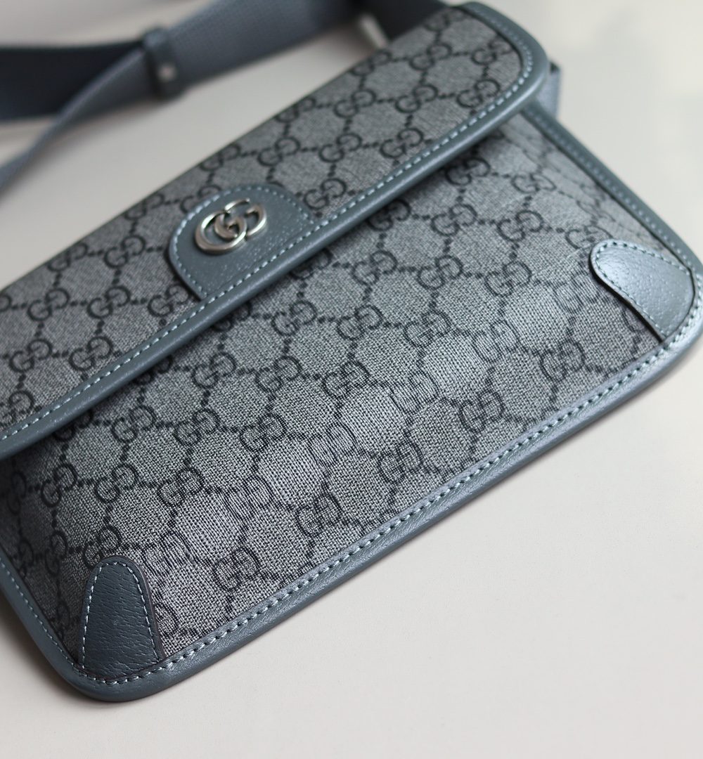 1:1 Replica GUCCI OPHIDIA GG SMALL BELT BAG P Grey and black GG Supreme canvas Exclusive For Women 752597 2ZGMN 8576