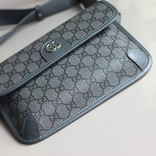 1:1 Replica GUCCI OPHIDIA GG SMALL BELT BAG P Grey and black GG Supreme canvas Exclusive For Women 752597 2ZGMN 8576