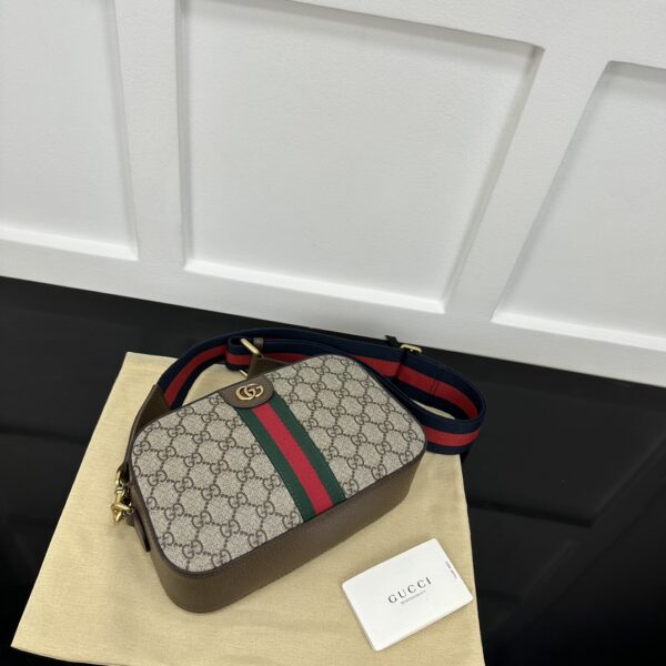 1:1 Replica GUCCI OPHIDIA GG SMALL CROSSBODY BAG P Beige and ebony GG Supreme canvas Exclusive For Women 752591 FACFW 8920