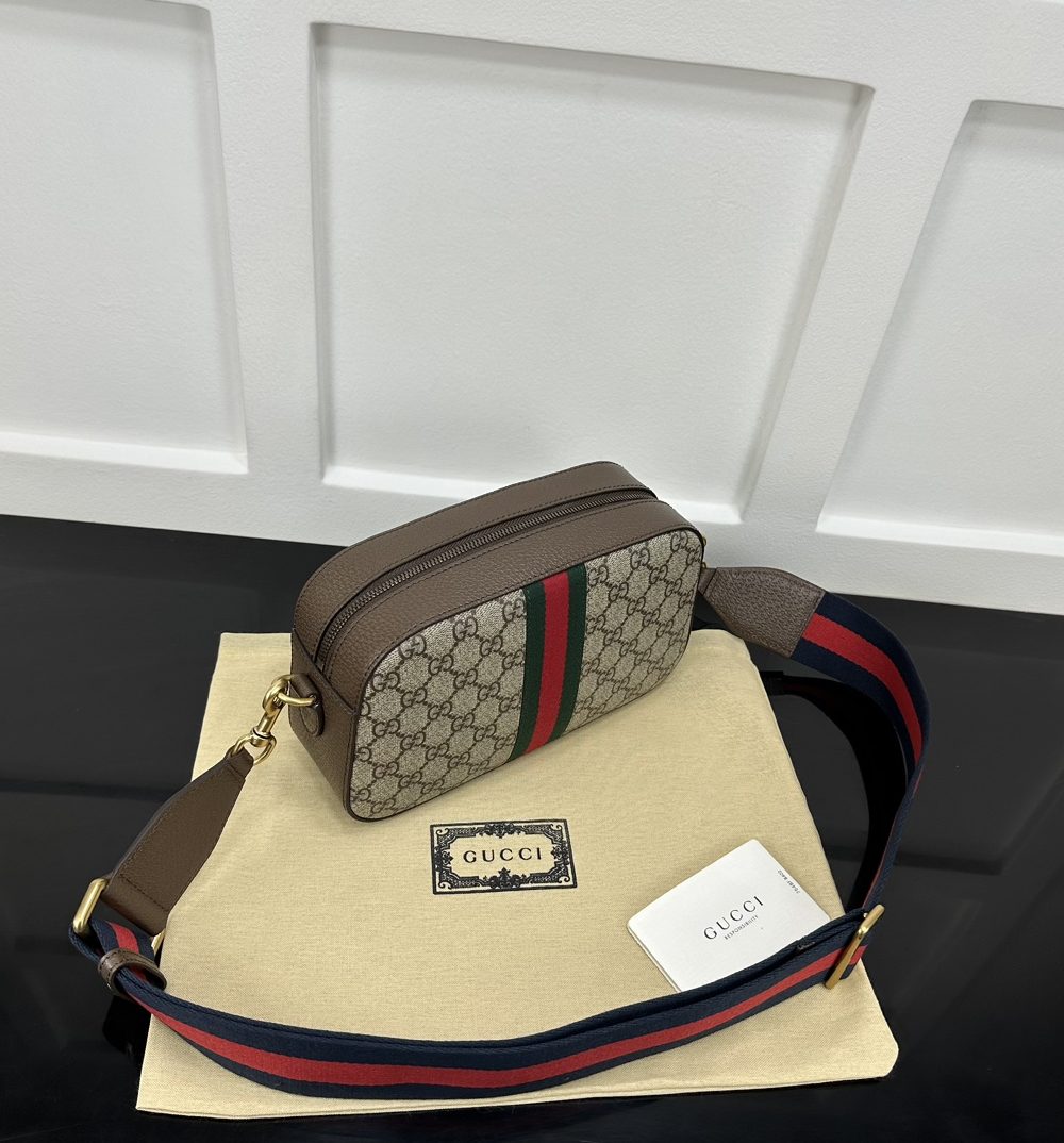 1:1 Replica GUCCI OPHIDIA GG SMALL CROSSBODY BAG P Beige and ebony GG Supreme canvas Exclusive For Women 752591 FACFW 8920