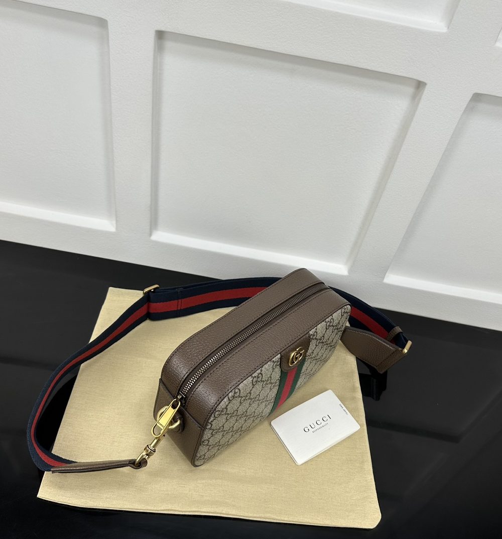 1:1 Replica GUCCI OPHIDIA GG SMALL CROSSBODY BAG P Beige and ebony GG Supreme canvas Exclusive For Women 752591 FACFW 8920