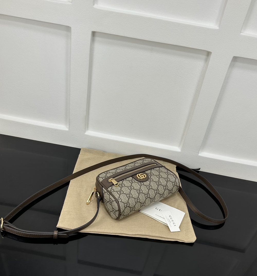1:1 Replica OPHIDIA GG SUPER MINI SHOULDER BAG P Beige and ebony GG Supreme canvas Exclusive For Women 772311 K9GSG 8367
