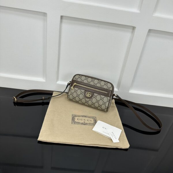 1:1 Replica OPHIDIA GG SUPER MINI SHOULDER BAG P Beige and ebony GG Supreme canvas Exclusive For Women 772311 K9GSG 8367