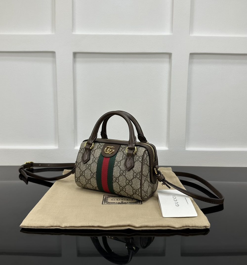 1:1 Replica GUCCI OPHIDIA SUPER MINI BAG P Beige and ebony GG Supreme canvas Exclusive For Women 781490 96IWG 8745