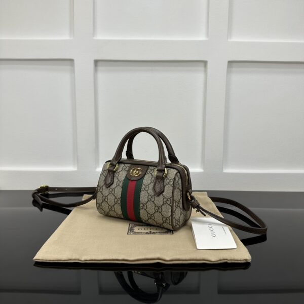 1:1 Replica GUCCI OPHIDIA SUPER MINI BAG P Beige and ebony GG Supreme canvas Exclusive For Women ‎781490 96IWG 8745