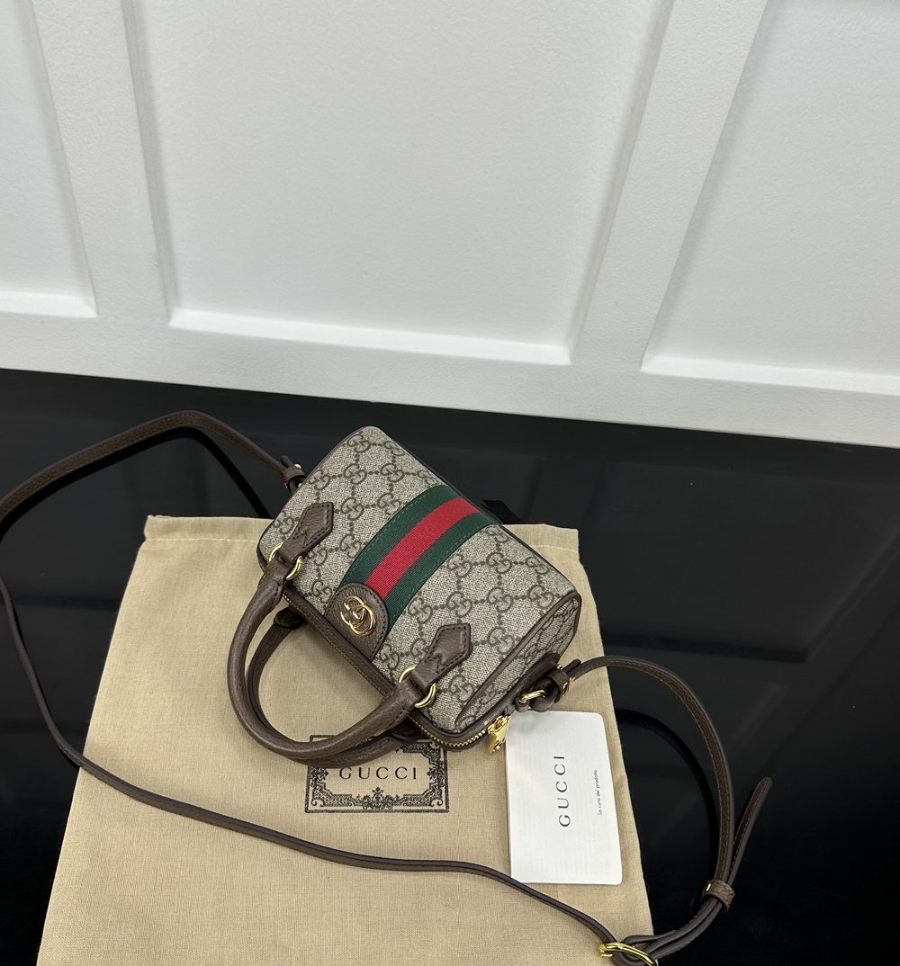 1:1 Replica GUCCI OPHIDIA SUPER MINI BAG P Beige and ebony GG Supreme canvas Exclusive For Women 781490 96IWG 8745