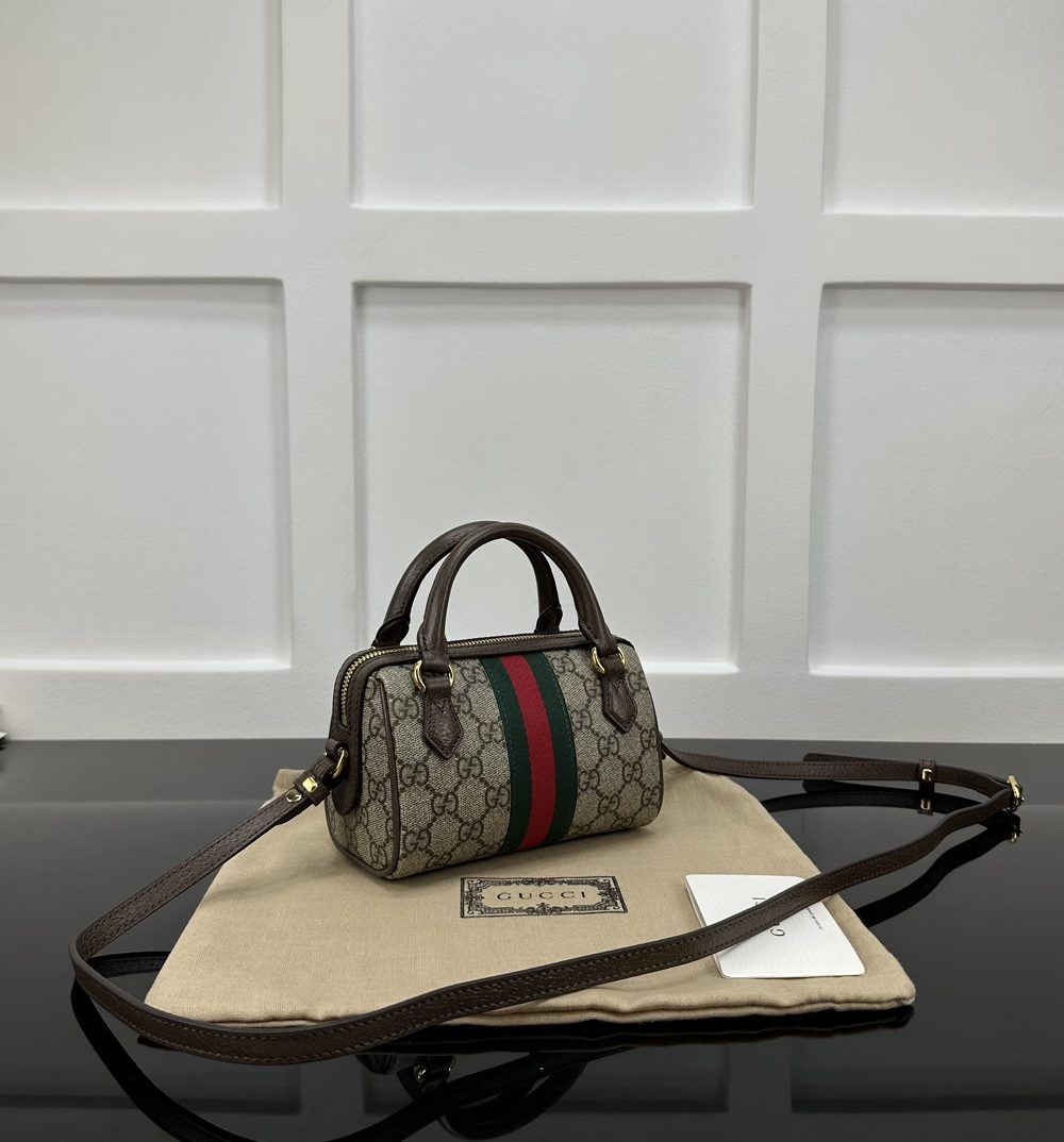 1:1 Replica GUCCI OPHIDIA SUPER MINI BAG P Beige and ebony GG Supreme canvas Exclusive For Women 781490 96IWG 8745