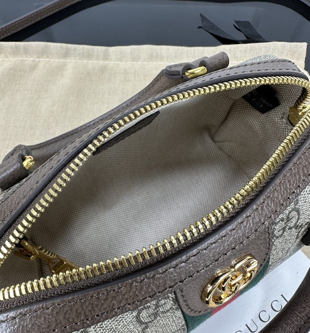 1:1 Replica GUCCI OPHIDIA SUPER MINI BAG P Beige and ebony GG Supreme canvas Exclusive For Women 781490 96IWG 8745