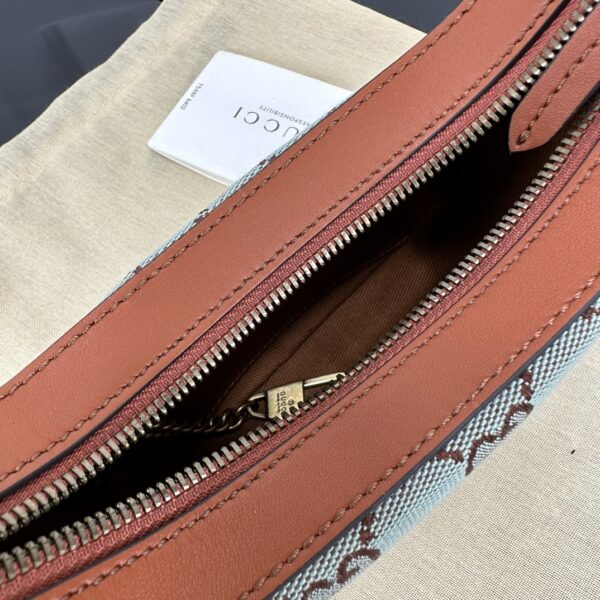 1:1 Replica GUCCI OPHIDIA SUPER MINI SHOULDER BAG P Pale blue and brown GG canvas Exclusive For Women 783124 FADAR 4941