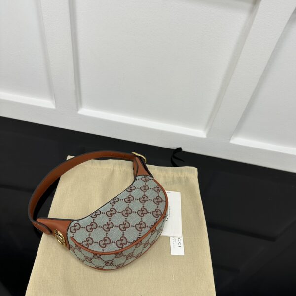 1:1 Replica GUCCI OPHIDIA SUPER MINI SHOULDER BAG P Pale blue and brown GG canvas Exclusive For Women 783124 FADAR 4941