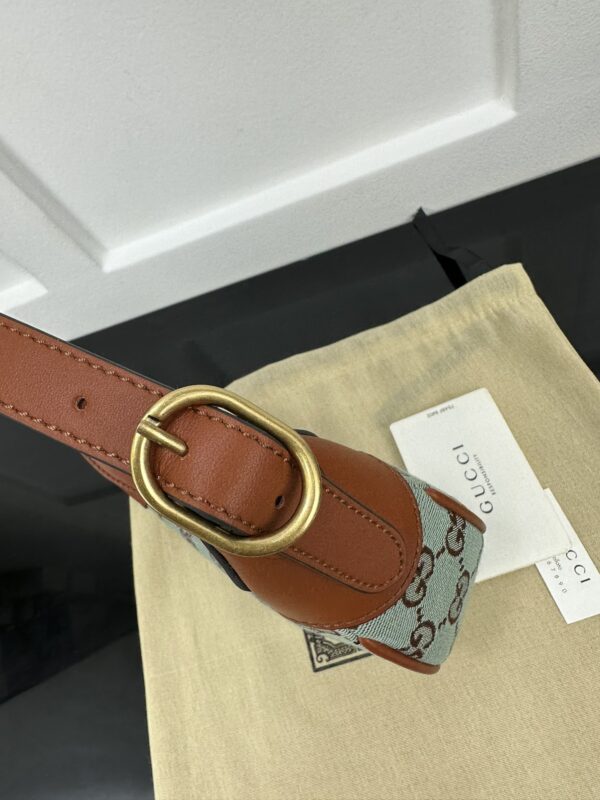 1:1 Replica GUCCI OPHIDIA SUPER MINI SHOULDER BAG P Pale blue and brown GG canvas Exclusive For Women 783124 FADAR 4941