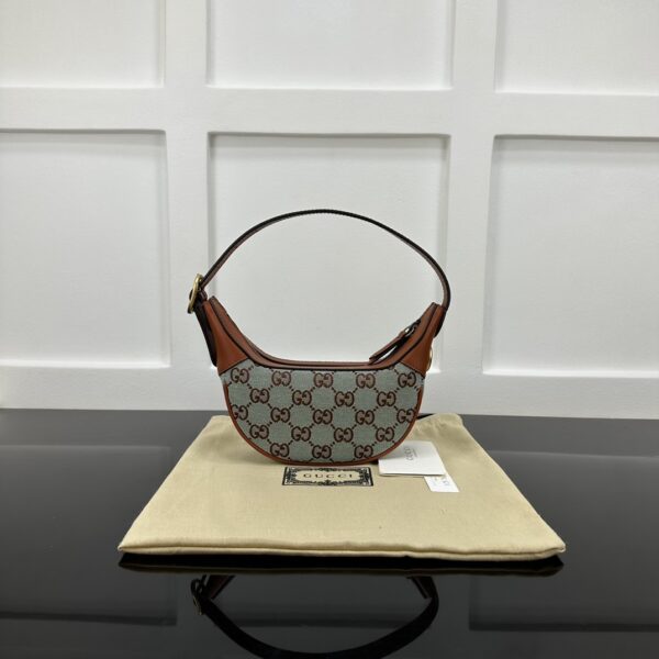 1:1 Replica GUCCI OPHIDIA SUPER MINI SHOULDER BAG P Pale blue and brown GG canvas Exclusive For Women 783124 FADAR 4941