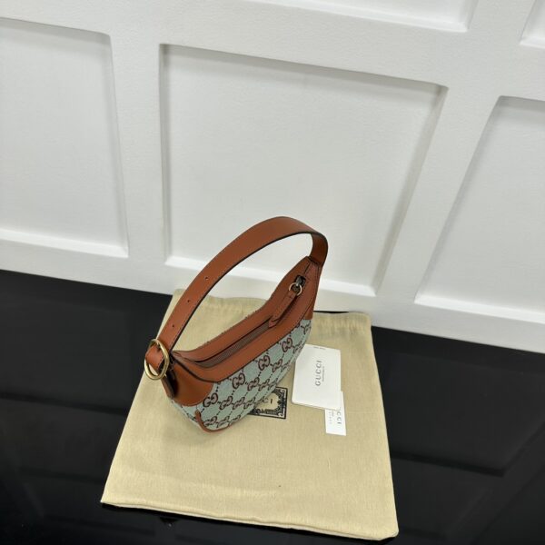 1:1 Replica GUCCI OPHIDIA SUPER MINI SHOULDER BAG P Pale blue and brown GG canvas Exclusive For Women 783124 FADAR 4941