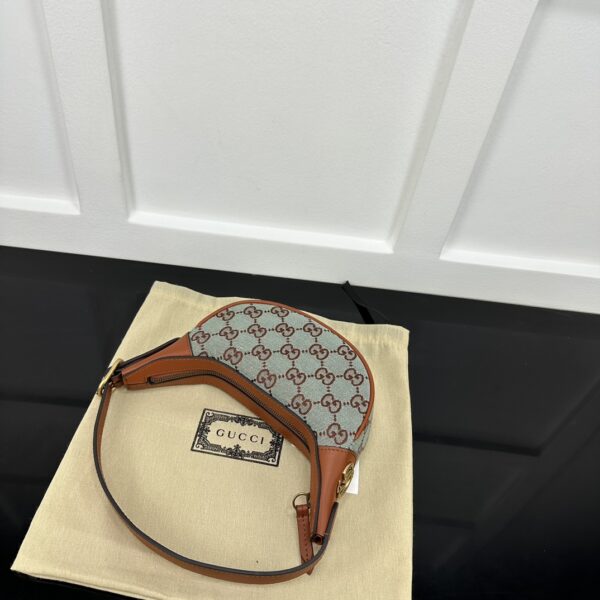 1:1 Replica GUCCI OPHIDIA SUPER MINI SHOULDER BAG P Pale blue and brown GG canvas Exclusive For Women 783124 FADAR 4941