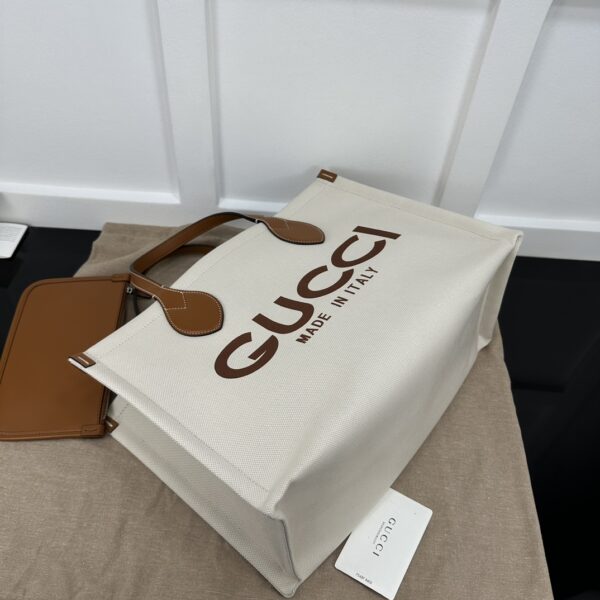 1:1 Replica GUCCI TOTE BAG WITH GUCCI PRINT P Brown And Beige Canvas Exclusive For Women ‎772177 FACUL 8451