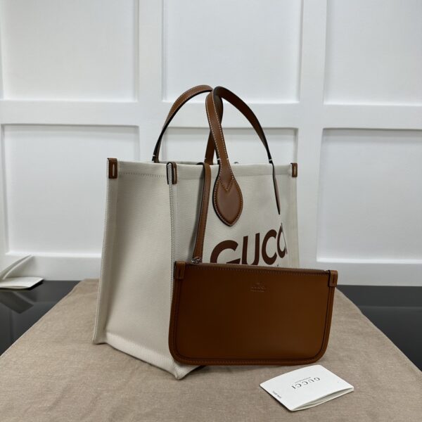 1:1 Replica GUCCI TOTE BAG WITH GUCCI PRINT P Brown And Beige Canvas Exclusive For Women ‎772177 FACUL 8451