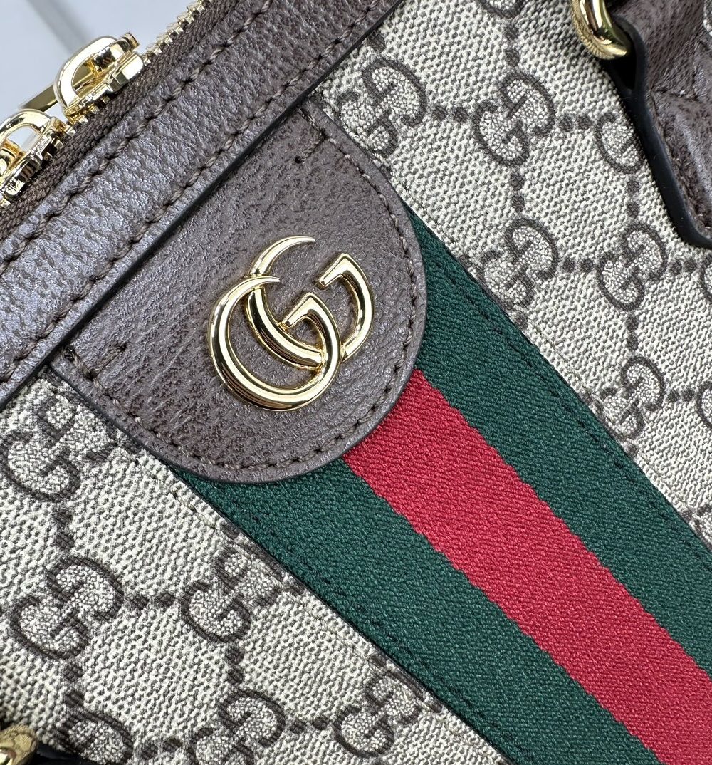1:1 Replica GUCCI OPHIDIA MEDIUM TOP HANDLE BAG P Beige and ebony GG Supreme canvas Exclusive For Women 795258 96IWG 8745