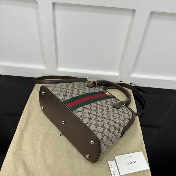1:1 Replica GUCCI OPHIDIA MEDIUM TOP HANDLE BAG P Beige and ebony GG Supreme canvas Exclusive For Women‎ 795258 96IWG 8745