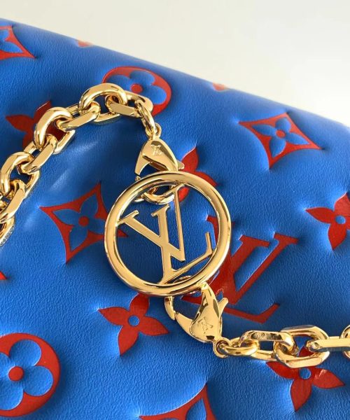 1:1 Replica Louis Vuitton Coussin PM Pochette Shoulder Bag Blue Red M80743 Luxury Bag For Women -  20cm