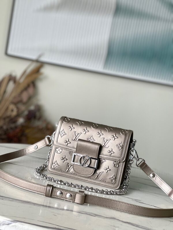 1:1 Replica Louis Vuitton LV Mini Dauphine Other Monogram earlescent gold Luxury Bag For Women M21740 - 20cm