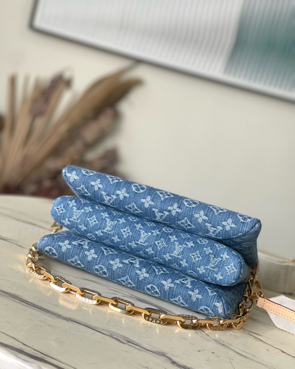 1:1 Replica Louis Vuitton Coussin PM Cotton Denim M24564 Luxury Bag For Women -  26cm