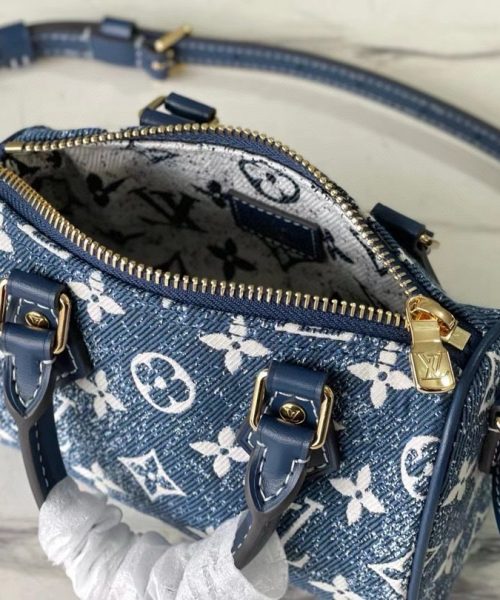 [REP 1:1] Louis Vuitton Nano Speedy Monogram Jacquard Denim Blue Unique Bag For Women M81168 - 16cm
