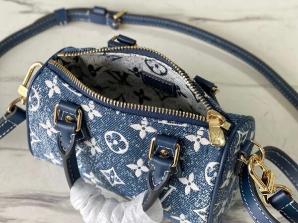 [REP 1:1] Louis Vuitton Nano Speedy Monogram Jacquard Denim Blue Unique Bag For Women M81168 - 16cm