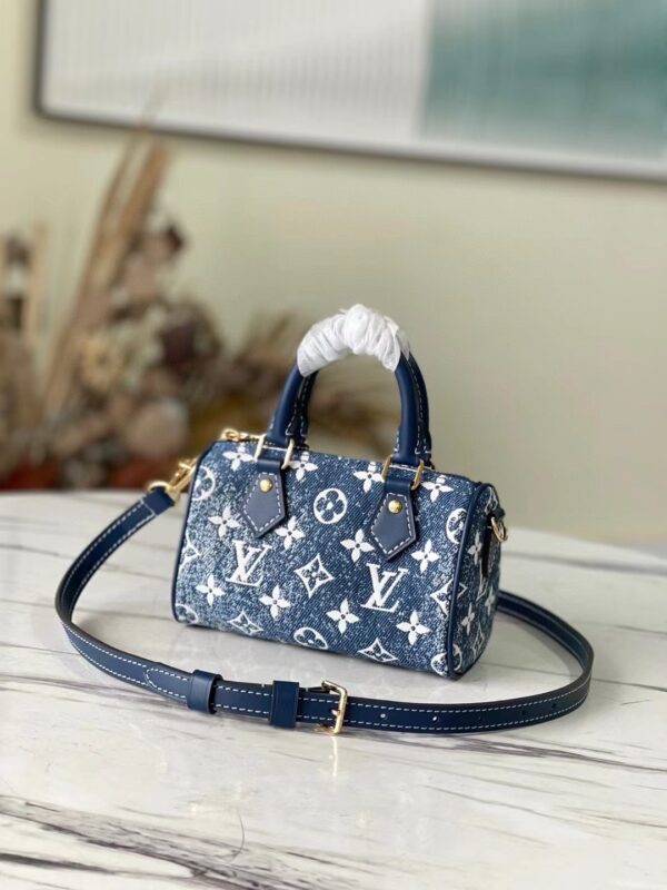 [REP 1:1] Louis Vuitton Nano Speedy Monogram Jacquard Denim Blue Unique Bag For Women M81168 - 16cm