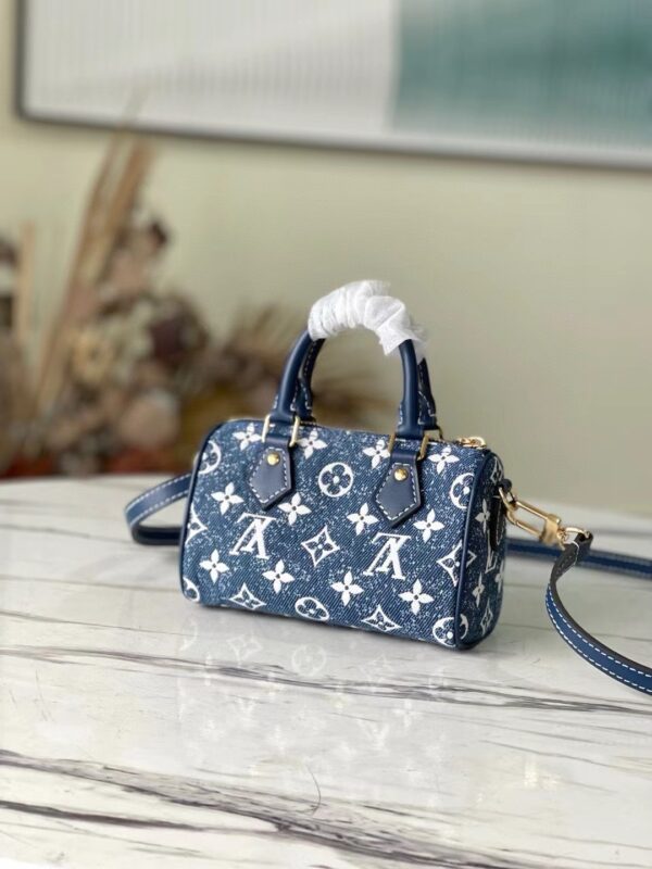 [REP 1:1] Louis Vuitton Nano Speedy Monogram Jacquard Denim Blue Unique Bag For Women M81168 - 16cm