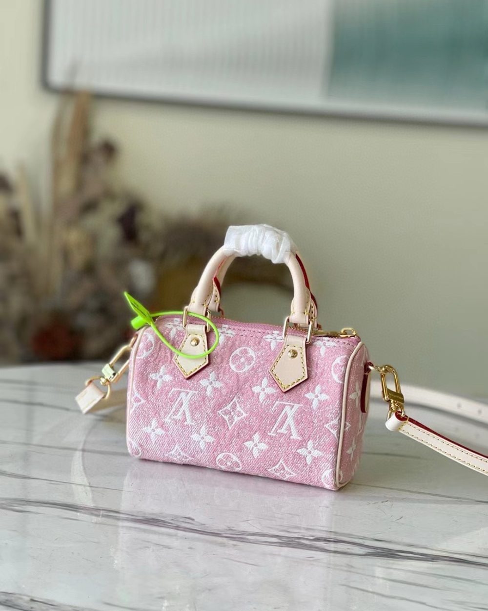 [REP 1:1] Louis Vuitton Nano Speedy Monogram Jacquard Denim Pink Unique Bag For Women M81213 - 16cm