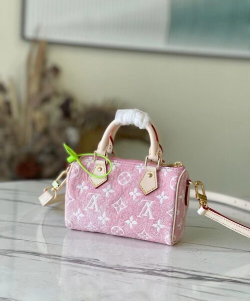 [REP 1:1] Louis Vuitton Nano Speedy Monogram Jacquard Denim Pink Unique Bag For Women M81213 - 16cm