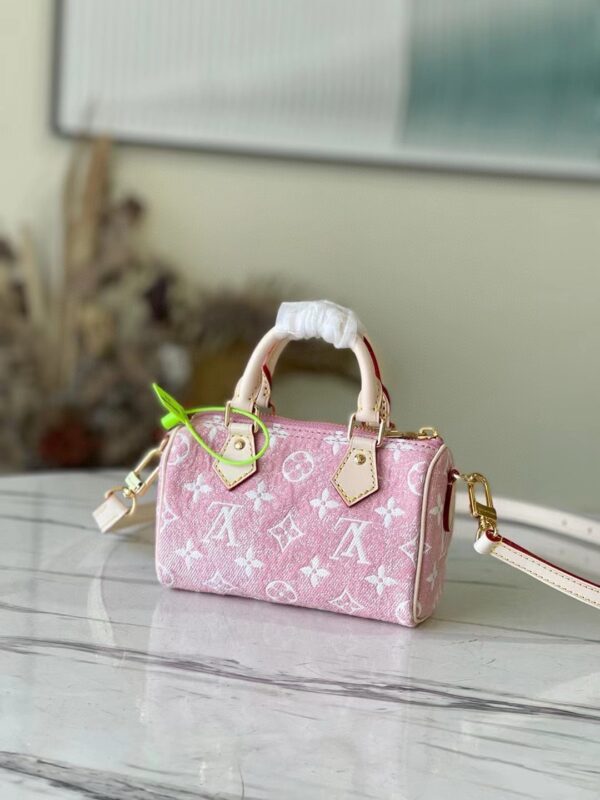 [REP 1:1] Louis Vuitton Nano Speedy Monogram Jacquard Denim Pink Unique Bag For Women M81213 - 16cm