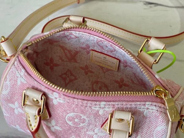 [REP 1:1] Louis Vuitton Nano Speedy Monogram Jacquard Denim Pink Unique Bag For Women M81213 - 16cm
