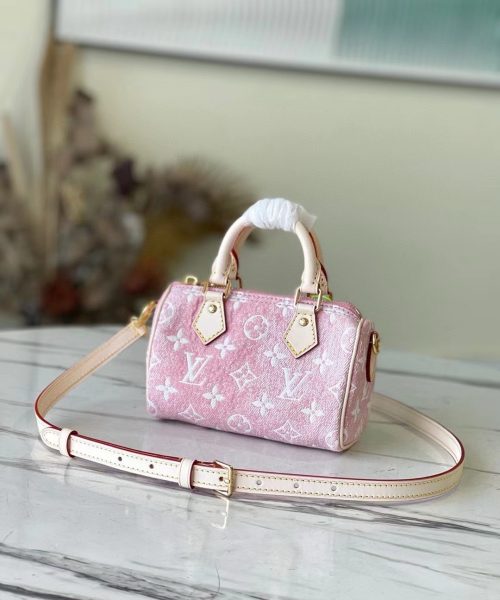 [REP 1:1] Louis Vuitton Nano Speedy Monogram Jacquard Denim Pink Unique Bag For Women M81213 - 16cm