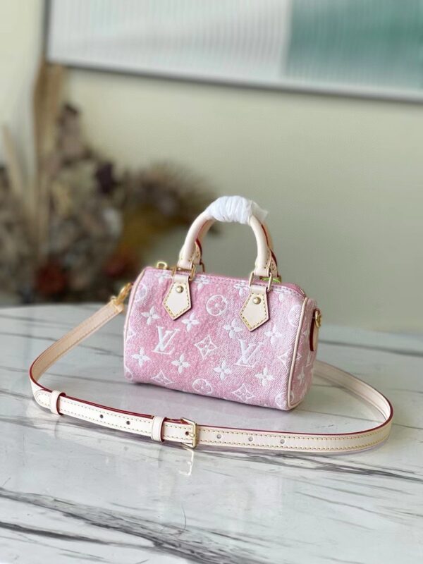 [REP 1:1] Louis Vuitton Nano Speedy Monogram Jacquard Denim Pink Unique Bag For Women M81213 - 16cm