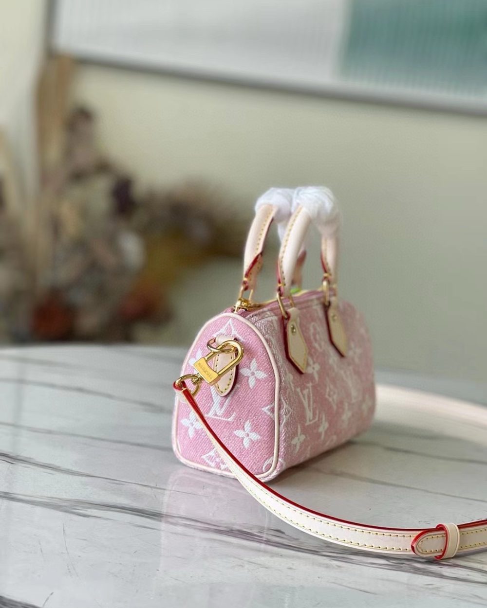 [REP 1:1] Louis Vuitton Nano Speedy Monogram Jacquard Denim Pink Unique Bag For Women M81213 - 16cm