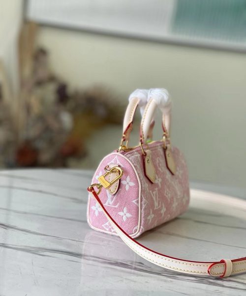 [REP 1:1] Louis Vuitton Nano Speedy Monogram Jacquard Denim Pink Unique Bag For Women M81213 - 16cm
