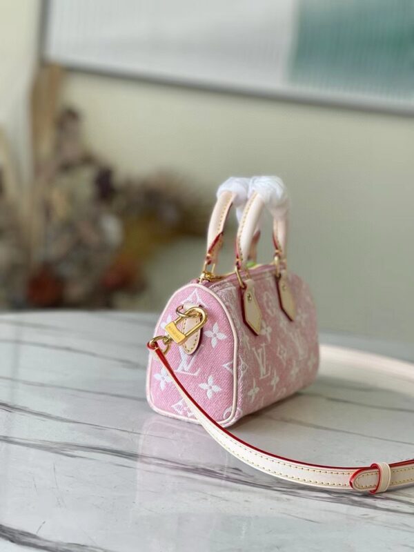 [REP 1:1] Louis Vuitton Nano Speedy Monogram Jacquard Denim Pink Unique Bag For Women M81213 - 16cm