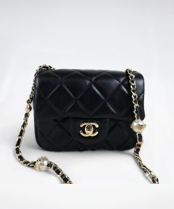 [REP 1:1] Chanel Mini Love Flap Bag 24B pearl square Black luxury Bag For Women, Women’s Bags 18cm