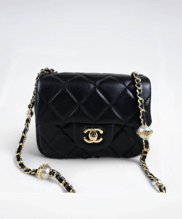 [REP 1:1] Chanel Mini Love Flap Bag 24B pearl square Black luxury Bag For Women, Women’s Bags 18cm