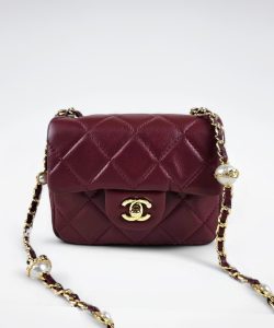 [REP 1:1] Chanel Mini Love Flap Bag 24B pearl square Red luxury Bag For Women, Women’s Bags 18cm