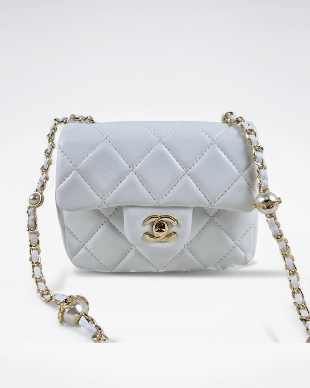 [REP 1:1] Chanel Mini Love Flap Bag 24B pearl square White luxury Bag For Women, Women’s Bags 18cm
